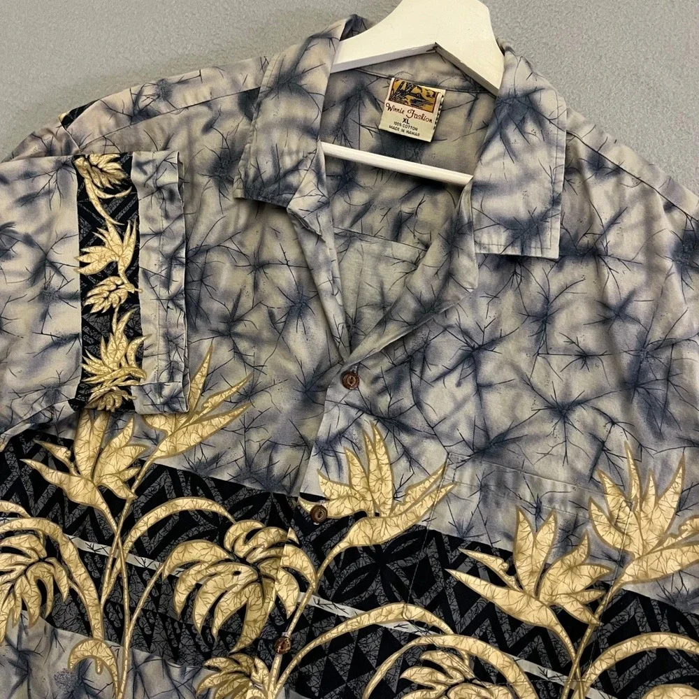 Winnie Fashion Hawaiian Shirt Aloha Camp Collar Made In Hawaii Cotton XL 24x31